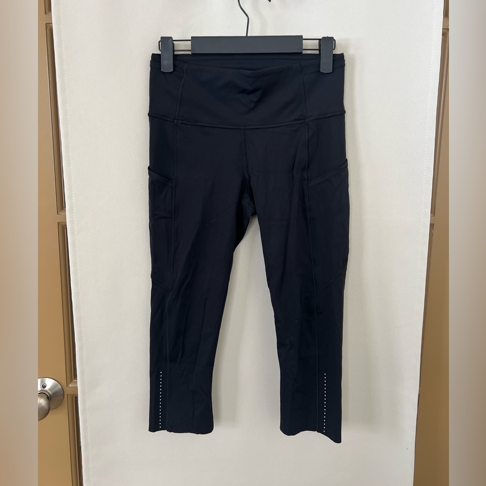 Lululemon Womens 6 Black Fast & Free High Rise Crop Leggings